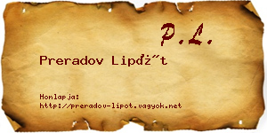 Preradov Lipót névjegykártya